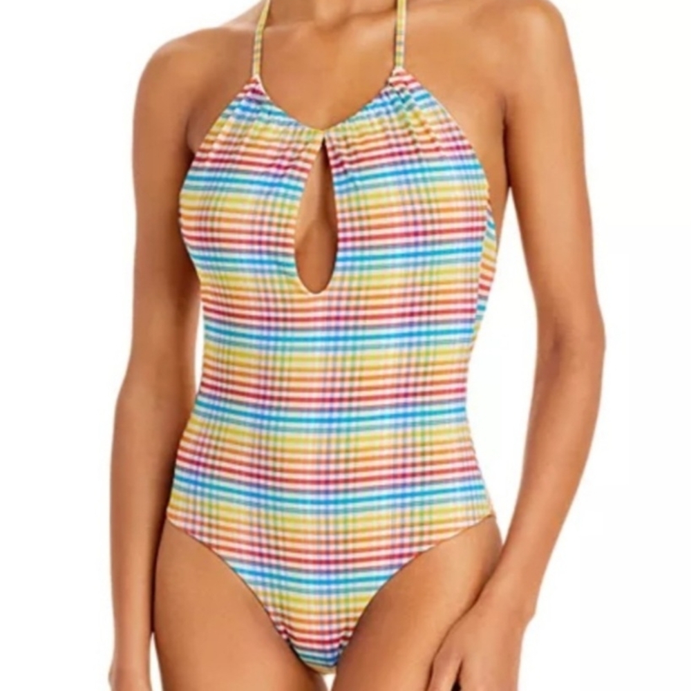Onia Yellow and Blue One Piece Swimsuit Vibrant Design